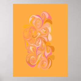 Abstrakt Marble Swirl Art i Gult Poster