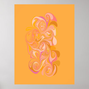 Abstrakt Marble Swirl Art i Gult Poster