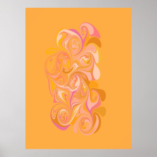Abstrakt Marble Swirl Art i Gult Poster (Framsidan)