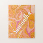 Abstrakt Marble Swirl Art i Gult Pussel<br><div class="desc">Abstrakt MarLED Gult Personlig för Orange av  Jigszawa Puzzle</div>