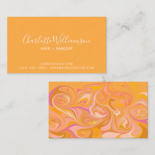 Abstrakt Marble Swirl Art in Gult Rosa Visitkort