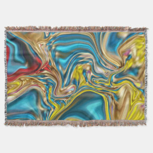 abstrakt marble swirrrens gult teal turquise blue filt