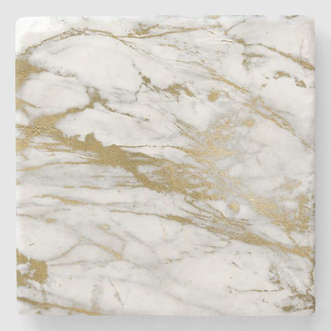ABSTRAKT MARBLE WHITE GULD STENUNDERLÄGG (Framsidan)