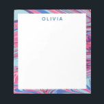 Abstrakt Marblodig konst i blått och Rosa Anteckningsblock<br><div class="desc">En levande,  livfull abstrakt utformning av marmorerade virvlar av blått och rosa akryl,  personlig med ditt namn eller ord efter eget val.</div>