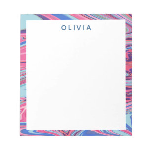 Abstrakt Marblodig konst i blått och Rosa Anteckningsblock