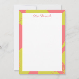 Abstrakt Marcular Art Coral Chartreuse Personlig Anteckningskort