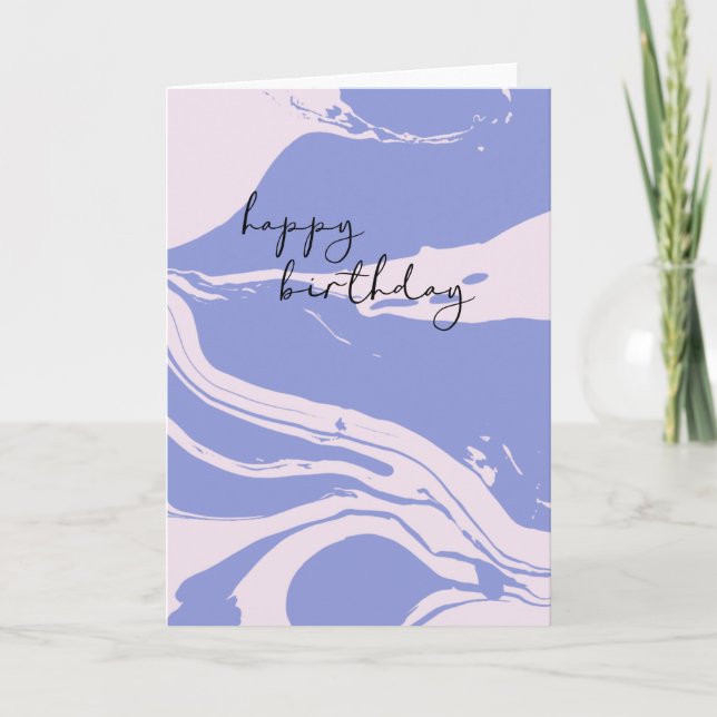 Abstrakt Marcular Art i Lavender och Rosa Birthday Kort (Framsida)