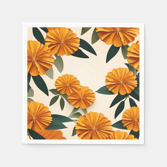 Abstrakt Marigold Flowers Pappersservett (Framsidan)