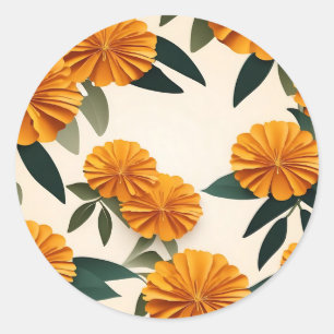 Abstrakt Marigold Flowers Runt Klistermärke