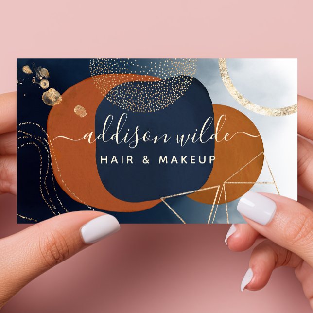 Abstrakt marin koppar och Guld modern geometri Visitkort (Skapare uppladdad)