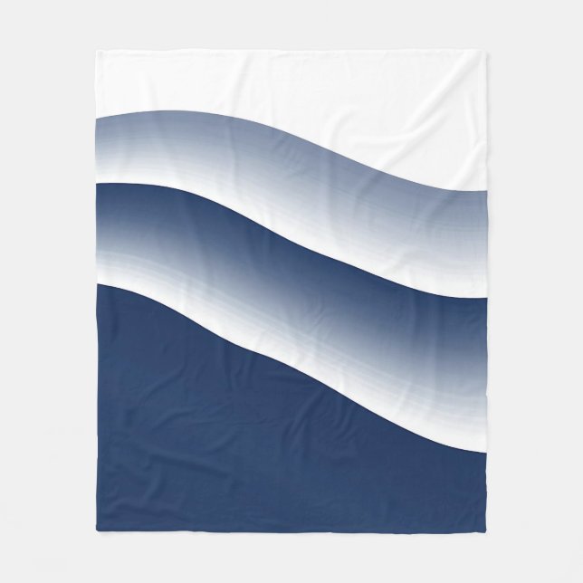Abstrakt Marinblå Havsvågor Fleecefilt (Framsidan)
