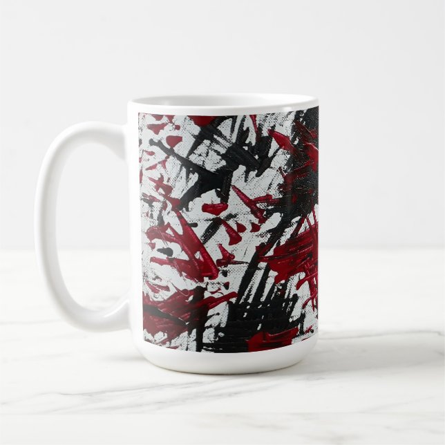 Abstrakt Marks in Black and Red Kaffemugg (Vänster)