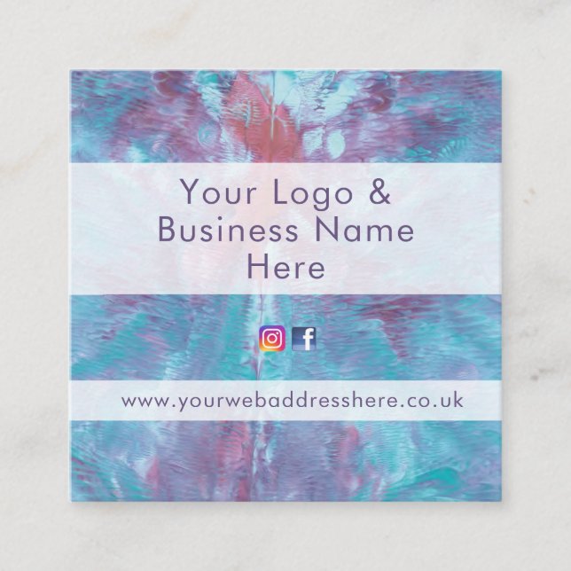 Abstrakt marmorerad färgning, effekt fyrkantigt visitkort (Framsida)