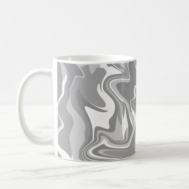 Abstrakt marmorvirvelstruktur - grå toner  kaffemugg (Vänster)