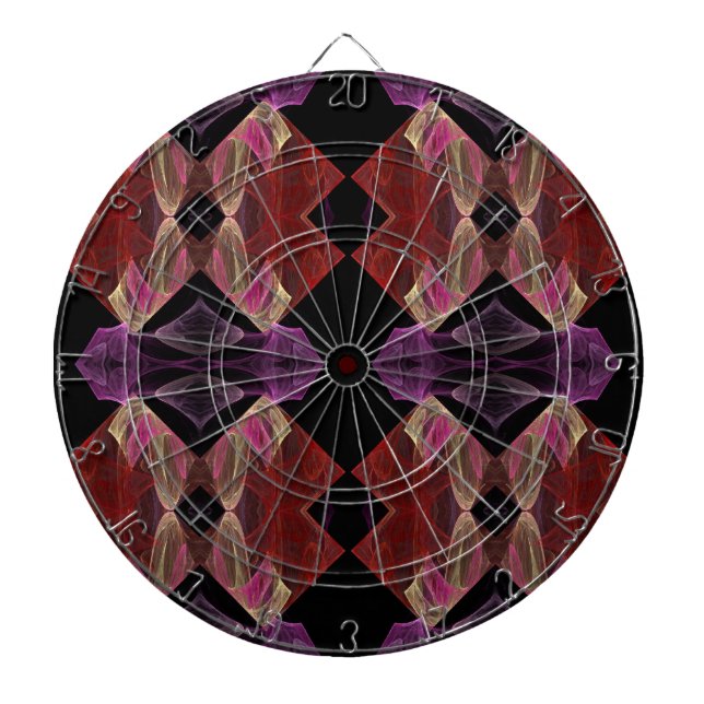 Abstrakt Maroon Lila Fractal Dart Board Piltavla (Framsidan)