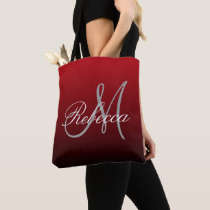 abstrakt marsala maroon grått burgundi monogram tygkasse