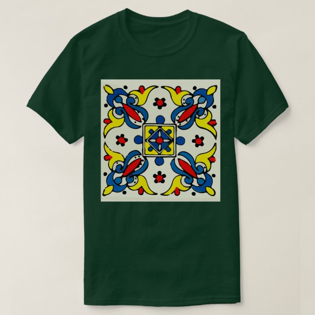 Abstrakt, marschera mexikansk modern talavera-vägg t shirt (Design framsida)
