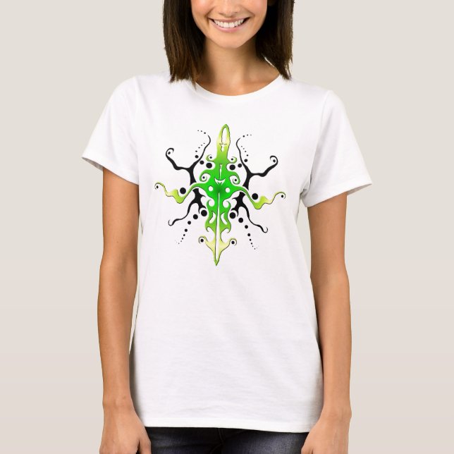 Abstrakt Mask stamtatuering - grönt T Shirt (Framsida)
