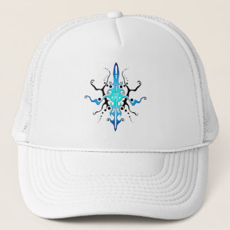 Abstrakt Mask Tribal Tattoo Design - blue Keps