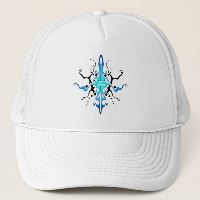 Abstrakt Mask Tribal Tattoo Design - blue Keps (Framsida)