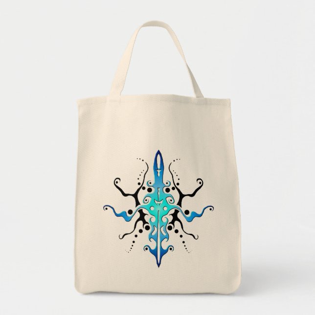 Abstrakt Mask Tribal Tattoo Design - blue Tygkasse (Framsidan)