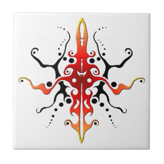 Abstrakt Mask Tribal Tattoo Design - röd Kakelplatta