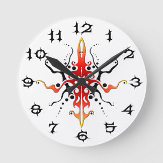 Abstrakt Mask Tribal Tattoo Design - röd Rund Klocka