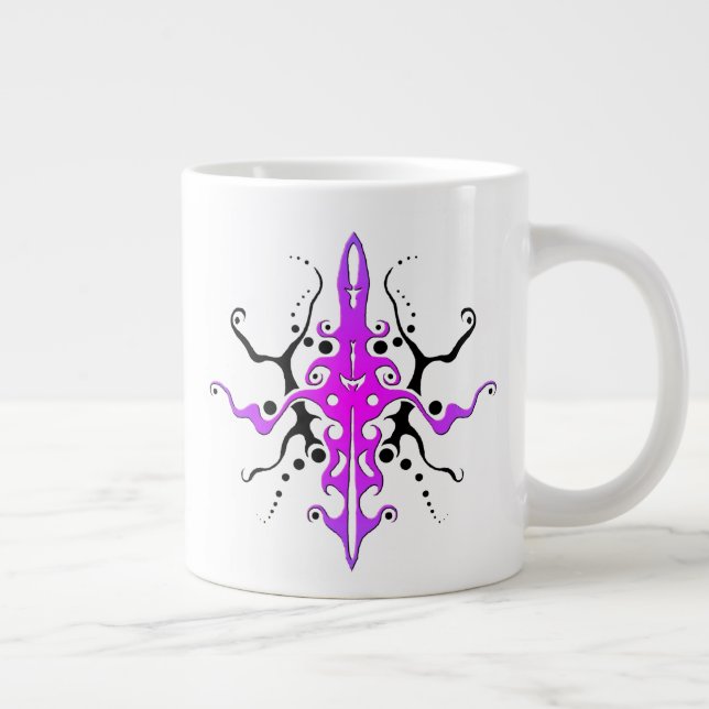 Abstrakt Mask Tribal Tattoo Design - rosa Jumbo Mugg (Höger)