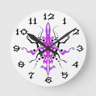 Abstrakt Mask Tribal Tattoo Design - rosa Rund Klocka