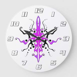 Abstrakt Mask Tribal Tattoo Design - rosa Stor Klocka