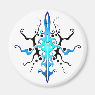 Abstrakt mask tribal tatuering design - blå magnet