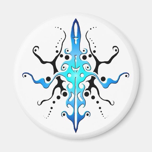Abstrakt mask tribal tatuering design - blå magnet (Framsidan)