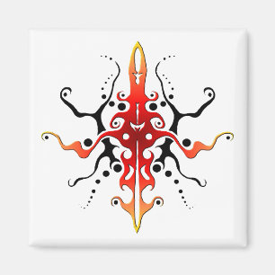Abstrakt mask tribal tatuering design - röd magnet