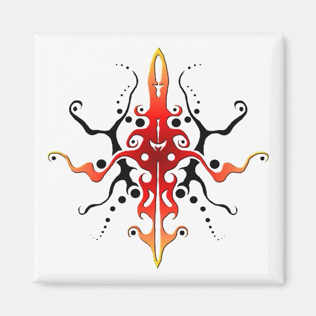 Abstrakt mask tribal tatuering design - röd magnet (Framsidan)