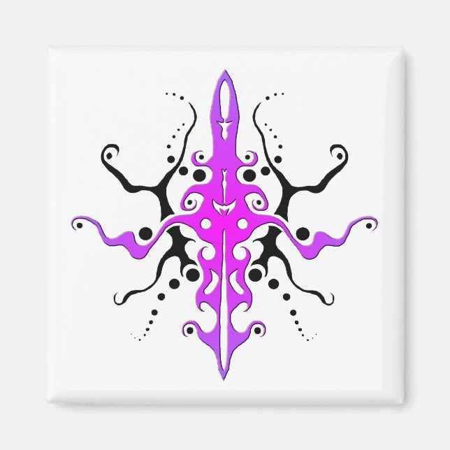 Abstrakt mask tribal tatuering design - rosa magnet (Framsidan)