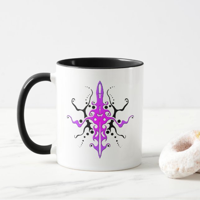 Abstrakt mask tribal tatuering design - rosa mugg (Med munk)