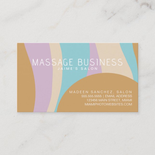Abstrakt Massage Groovy Hair Salon Designer Visitkort (Framsida)