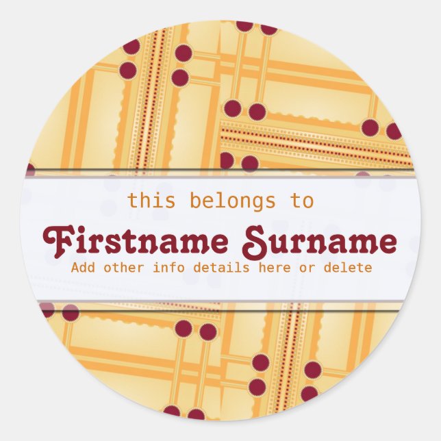 Abstrakt Matchsticks Bookplate-etikett Runt Klistermärke (Framsida)