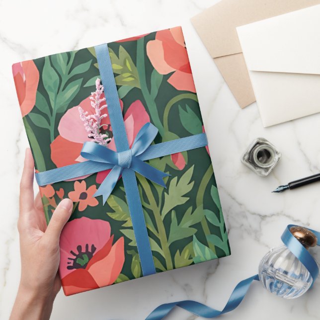 Abstrakt Matisse Poppies Butterfly Presentpapper (Gifting)