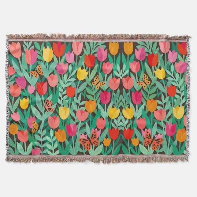 Abstrakt Matisse Tulpaner Fjärilar Filtar (Framsidan)