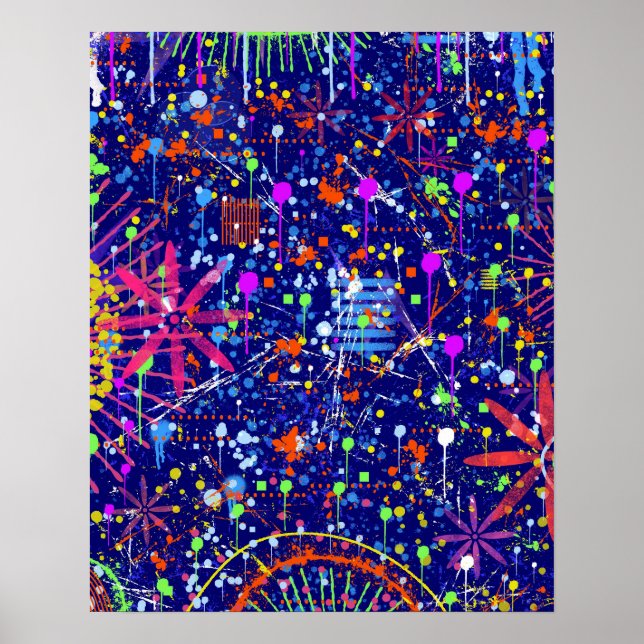 Abstrakt Maximalism: Karusell i Natten Poster (Framsidan)