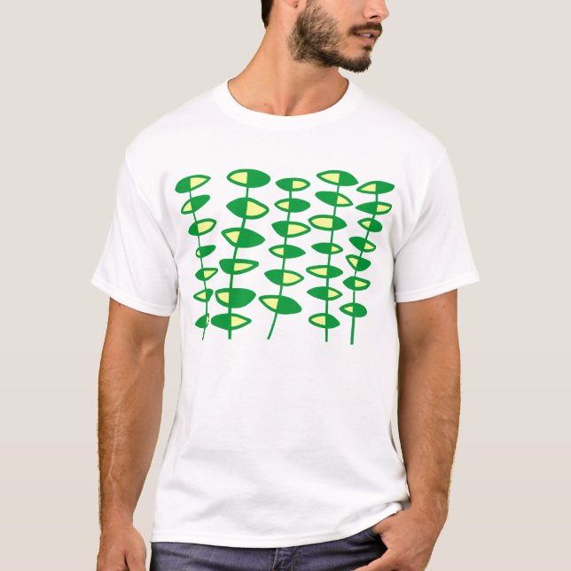 Abstrakt med alternerande blad - Grönt och krämfär Tee Shirt (Framsida)