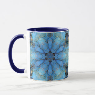 abstrakt med blå blommigt, bakgrund mugg
