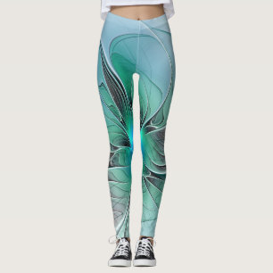 Abstrakt med blått, modernt fyrkantigt konst leggings