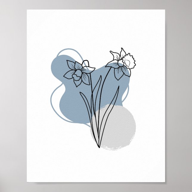 Abstrakt med enkel Chic minimalistisk Boho Stil Bl Poster (Framsidan)