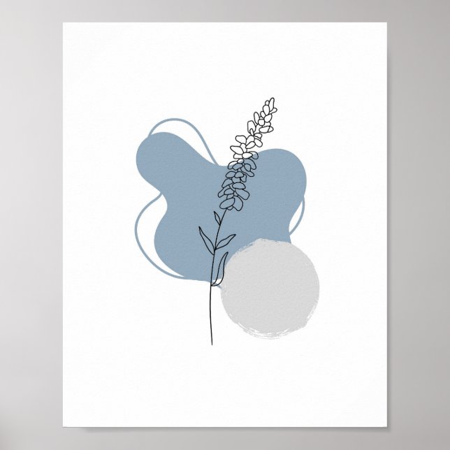 Abstrakt med enkel Chic minimalistisk Boho Stil Bl Poster (Framsidan)