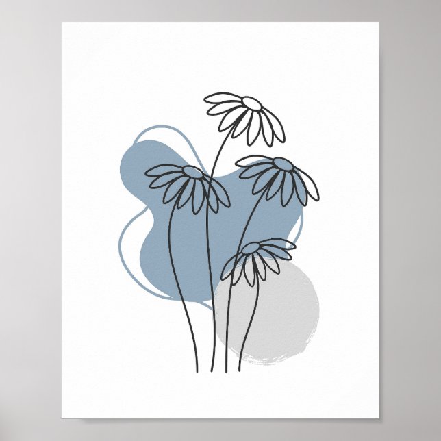 Abstrakt med enkel Chic minimalistisk Boho Stil Bl Poster (Framsidan)