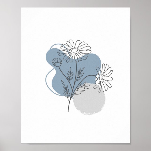 Abstrakt med enkel Chic minimalistisk Boho Stil Bl Poster (Framsidan)