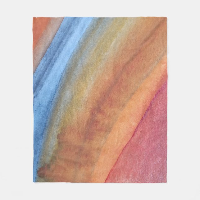 Abstrakt med enkel Elegant Blått, röd vattenfärg Fleecefilt (Framsidan)