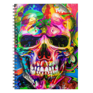 abstrakt med färgad bakgrund med färgstarka kranie anteckningsbok
